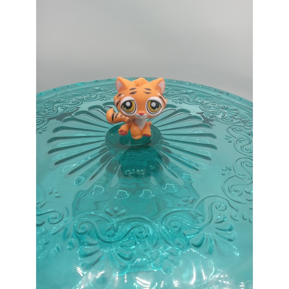 Littlest Pet Shop # 905 Orange White Black Stripes Tiger‎ Brown Starburst Eyes